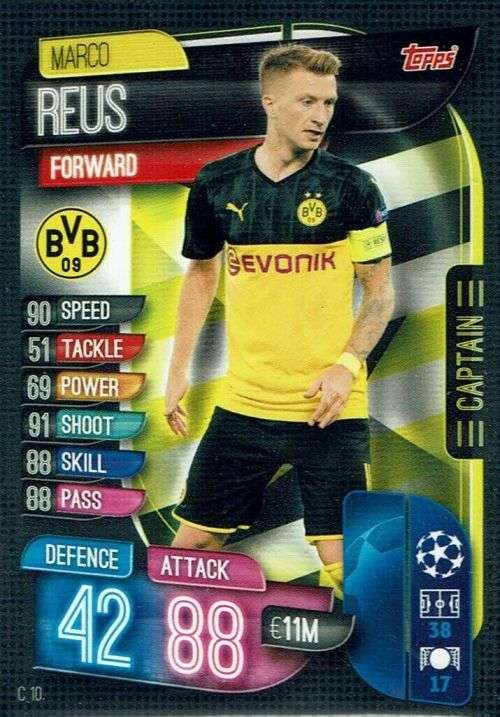 MARCO REUS - CHAMP/EUROPA LEAGUE EXTRA 2020 -   "CLUB CAPTAIN" TRADING CARD C10