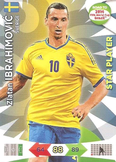 ZLATAN IBRAHIMOVIC - PANINI "ROAD to the WORLD CUP 2014" - "STAR PLAYER" TRADING CARD
