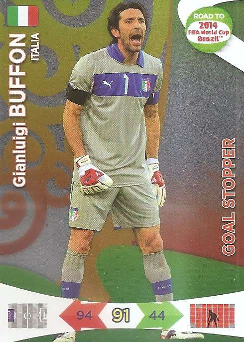 GIGI BUFFON - PANINI "ROAD to the WORLD CUP 2014" - FOIL "GOL STOPPER" TRADING CARD