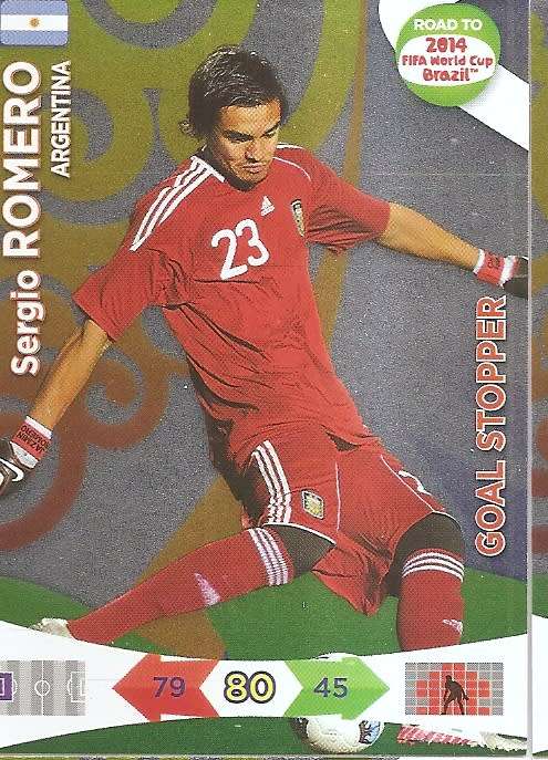 SERGIO ROMERO - PANINI "ROAD to the WORLD CUP 2014" - FOIL "GOL STOPPER" TRADING CARD