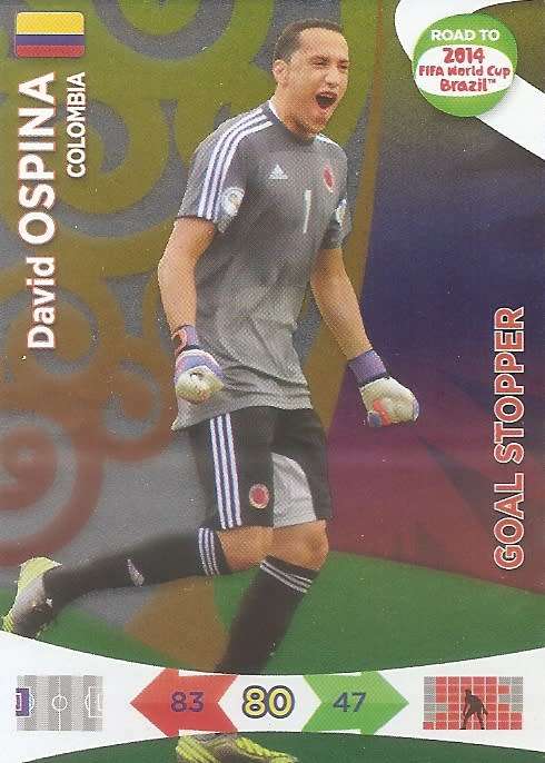 DAVID OSPINA - PANINI "ROAD to the WORLD CUP 2014" - FOIL "GOL STOPPER" TRADING CARD