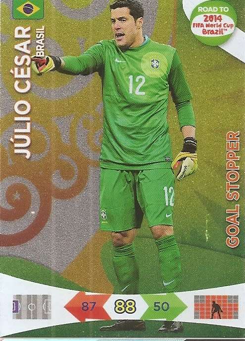 JULIO CESAR - PANINI "ROAD to the WORLD CUP 2014" - FOIL "GOL STOPPER" TRADING CARD