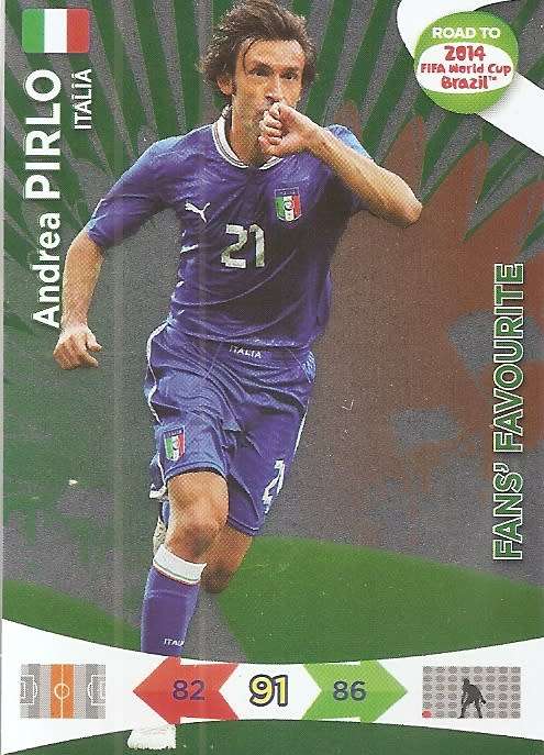 ANDREA PIRLO - PANINI "ROAD to the WORLD CUP 2014" - FOIL "FANS FAVOURITE" TRADING CARD