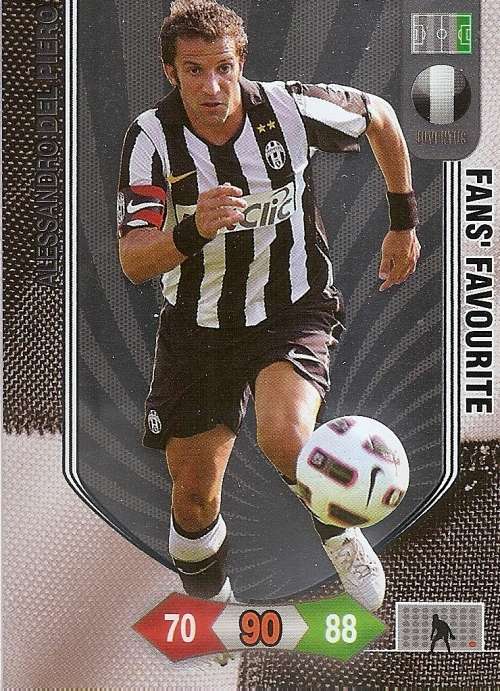 ALESSANDRO DEL PIERO - PANINI CALCIATORI "SERIE A" 2010/2011 - SILVER  "FANS FAVOURITE" TRADING CARD