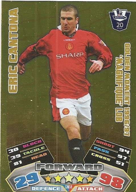 ERIC CANTONA - TOPPS EPL MATCH ATTAX 2011/2012 - GOLD `GOLDEN MOMENT` TRADING CARD GM14