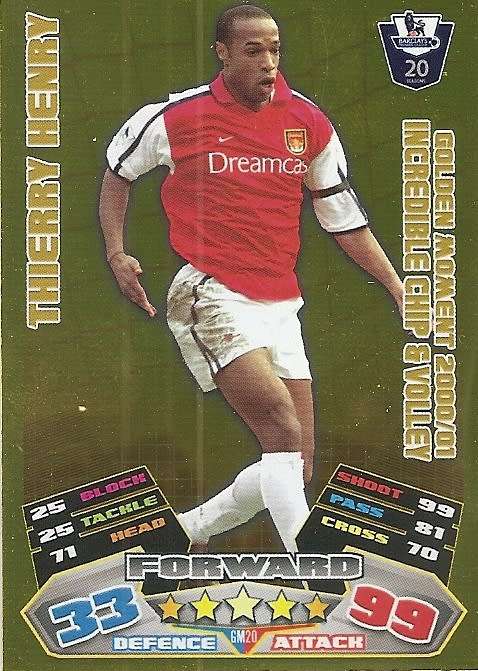 THIERRY HENRY - TOPPS EPL MATCH ATTAX 2011/2012 - GOLD `GOLDEN MOMENT` TRADING CARD GM20