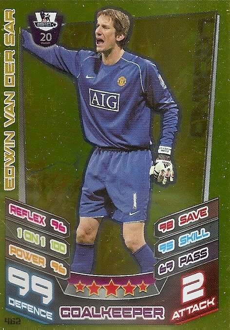 EDWIN VAN DER SAR - TOPPS EPL MATCH ATTAX 2012/2013 - GOLD `LEGEND` TRADING CARD 462