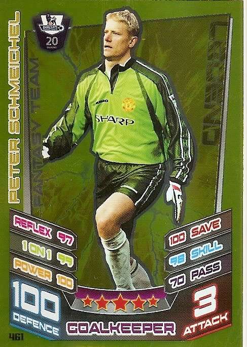 PETER SCHMEICHEL - TOPPS EPL MATCH ATTAX 2012/2013 - GOLD `LEGEND` TRADING CARD 461