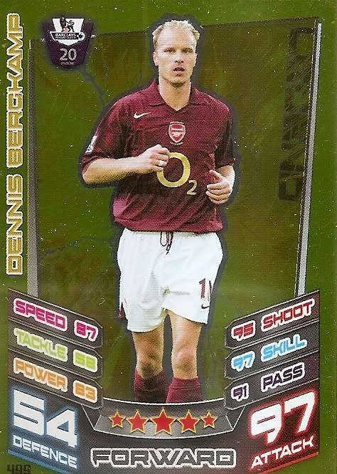 DENNIS BERGKAMP - TOPPS EPL MATCH ATTAX 2012/2013 - GOLD `LEGEND` TRADING CARD 499