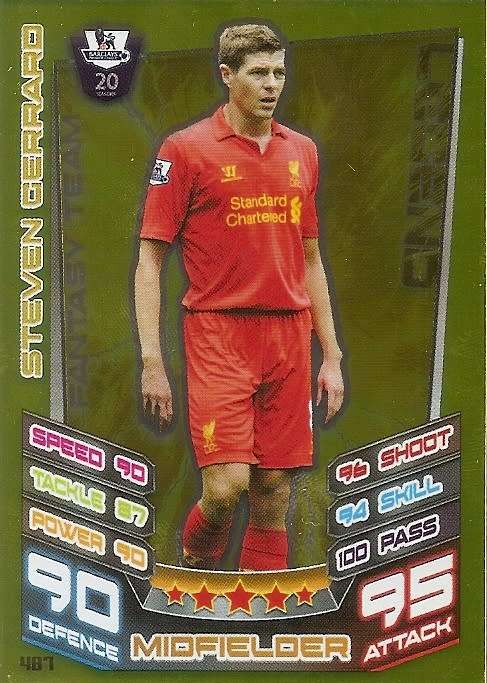 STEVEN GERARD - TOPPS EPL MATCH ATTAX 2012/2013 - GOLD "LEGEND" TRADING CARD 487