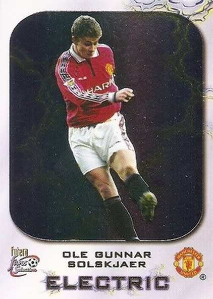 OLE GUNNAR SOLKSJAER - MANCHESTER UNITED "FANS SELECTION 1999"  - FOIL "ELECTRIC" TRADING CARD