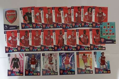 ARSENAL FC  - ENGLISH PREMIER LEAGUE 2020/2021 - TEAM SET of 24 `FOIL and BASE` TRADING CARDS