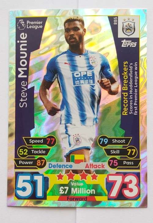 STEVE MOUNIE - TOPPS MATCH ATTAX `EXTRA` 2016 - FOIL `RECORD BREAKER` TRADING CARD RB5