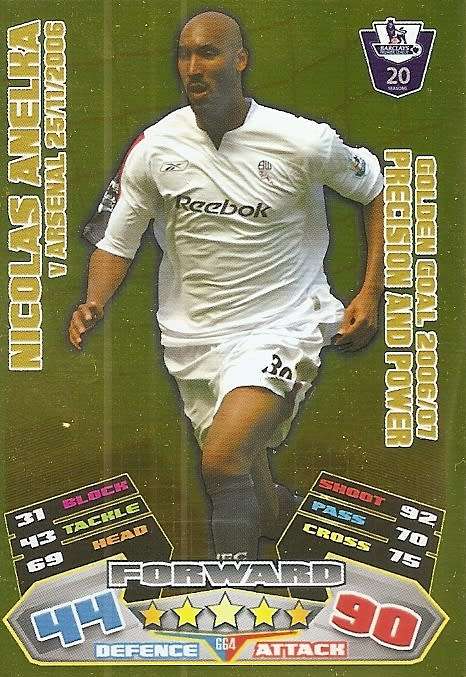 NICOLAS ANELKA - TOPPS MATCH ATTAX `EXTRA` 2012 - GOLD `GOLDEN GOAL` TRADING CARD GG4