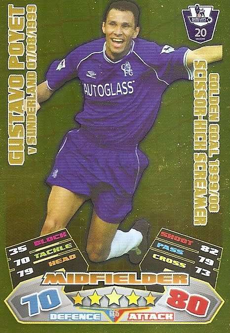 GUSTAVO POYET - TOPPS MATCH ATTAX `EXTRA` 2012 - GOLD `GOLDEN GOAL` TRADING CARD GG5