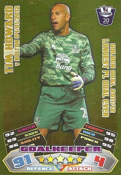 TIM HOWARD - TOPPS MATCH ATTAX `EXTRA` 2012 - GOLD `GOLDEN GOAL` TRADING CARD GG6