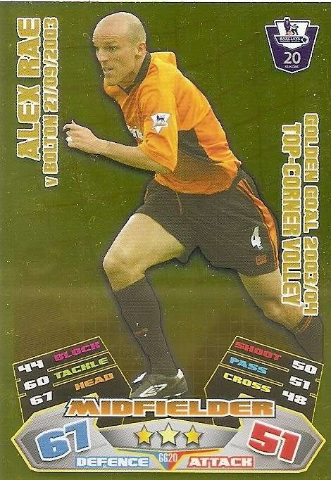ALEX RAE - TOPPS MATCH ATTAX `EXTRA` 2012 - GOLD `GOLDEN GOAL` TRADING CARD GG20