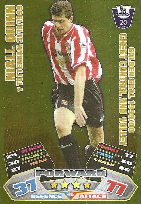 NIALL QUINN - TOPPS MATCH ATTAX `EXTRA` 2012 - GOLD `GOLDEN GOAL` TRADING CARD GG15