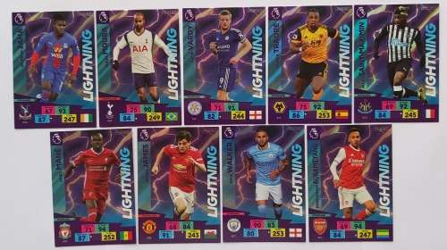 LIGHTNING  - PANINI EPL Adrenalyn XL 2021 - COMPLETE SET of 9 FOIL TRADING CARDS 406 to 414