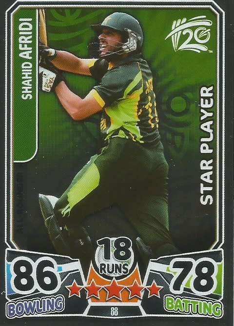 SHAHID AFRIDI - ICC CRICKET T20 WORLD CUP 2014 - `STAR PLAYER` FOIL TRADING CARD 86