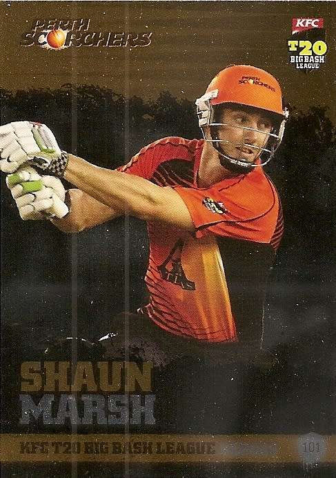 SHAUN MARSH - TAP and PLAY BIG BASH T20 2013 - INSERT `T20 HEROES` TRADING CARD 101