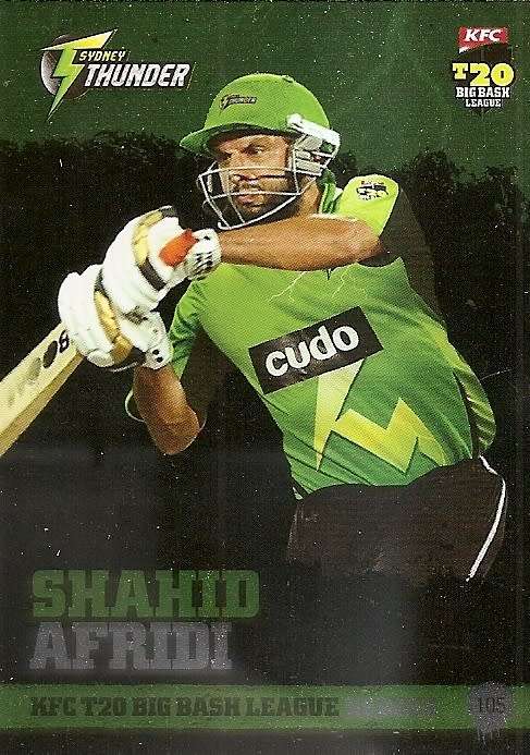 SHAHID AFRIDI - TAP and PLAY BIG BASH T20 2013 - INSERT `T20 HEROES` TRADING CARD 105