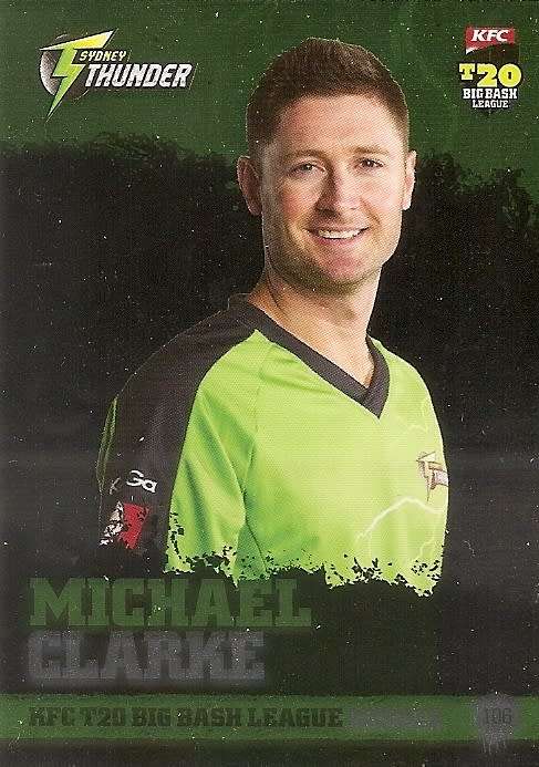 MICHAEL CLARKE - TAP and PLAY BIG BASH T20 2013 - INSERT `T20 HEROES` TRADING CARD 106