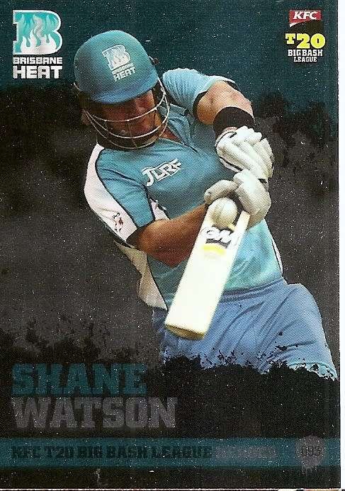 SHANE WATSON - TAP and PLAY BIG BASH T20 2013 - INSERT `T20 HEROES` TRADING CARD 93