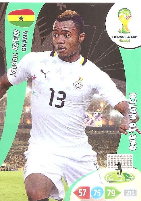 JORDAN AYEW - FIFA WORLD CUP 2014 - PANINI ADRENALYN XL - `ONE TO WATCH` TRADING CARD