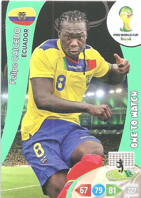 FELIPE CAICEDO - FIFA WORLD CUP 2014 - PANINI ADRENALYN XL - `ONE TO WATCH` TRADING CARD