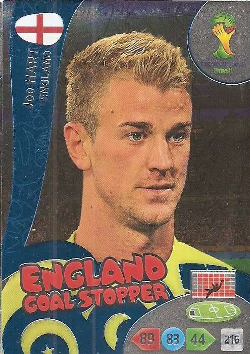 JOE HART - FIFA WORLD CUP 2014 - PANINI ADRENALYN XL - `GOAL STOPPER`FOIL TRADING CARD - UK Edition