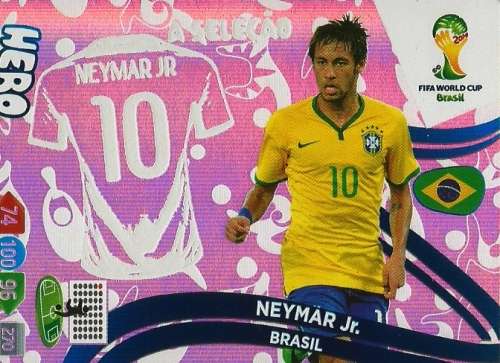 NEYMAR Jr - PANINI `FIFA WORLD CUP 2014` UPDATES EDITION 2` - RARE `HERO` TRADING CARD