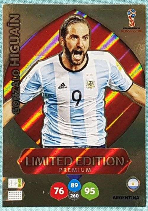 GONZALO HIGUAIN - PANINI FIFA WORLD CUP 2018 RUSSIA - `LIMITED EDITION` FOIL TRADING CARD