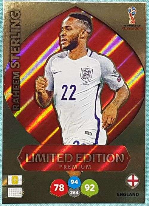 RAHEEM STERLING - PANINI FIFA WORLD CUP 2018 RUSSIA - `LIMITED EDITION` FOIL TRADING CARD