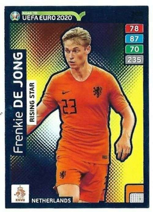 FRENKIE DE JONG - PANINI `ROAD TO EURO 2020` - `RISING STAR` FOIL TRADING CARD 288