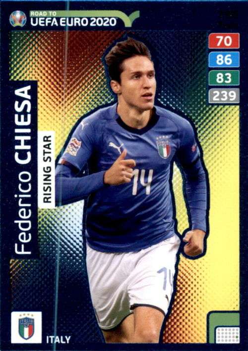 FEDERICO CHIESA - PANINI `ROAD TO EURO 2020` - `RISING STAR` FOIL TRADING CARD 286