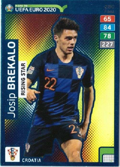 JOSIP BREKALO - PANINI `ROAD TO EURO 2020` - `RISING STAR` FOIL TRADING CARD 280