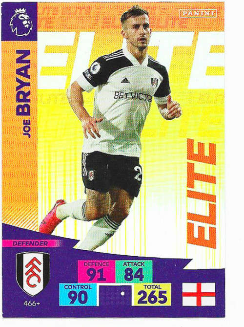 JOE BRYAN - ENGLISH PREMIER LEAGUE `PLUS` 2020/2021 - ORANGE FOIL `ELITE` TRADING CARD 466+