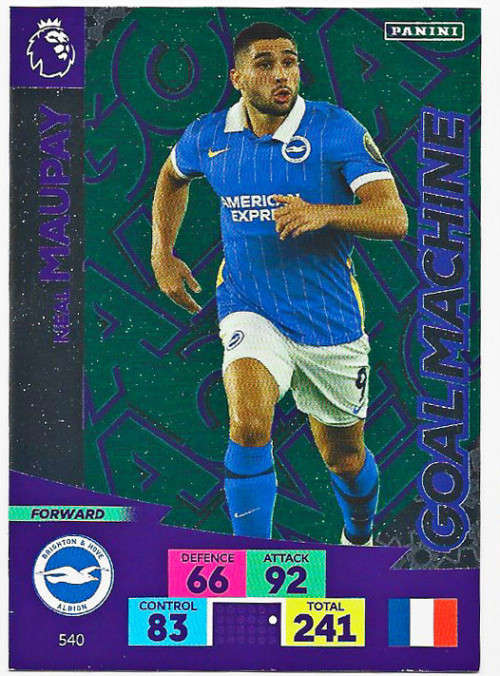 NEAL MAUPAY - ENGLISH PREMIER LEAGUE `PLUS` 2020/2021 - GREEN FOIL `GOAL MACHINE` TRADING CARD 540