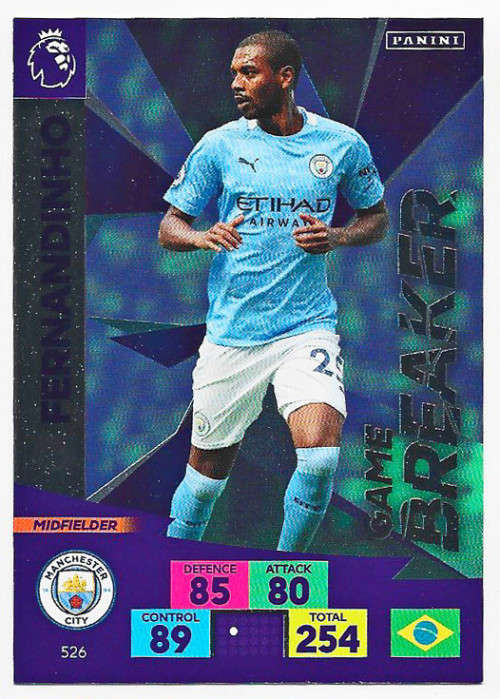 FERNANDINHO - ENGLISH PREMIER LEAGUE `PLUS` 2020/2021 - FOIL `GAME BREAKER` TRADING CARD 526