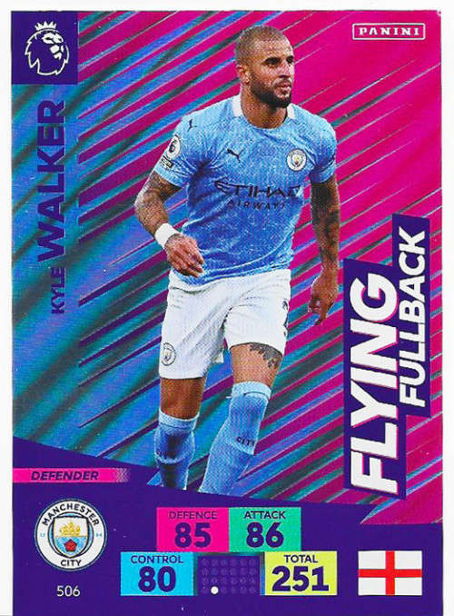 KYLE WALKER - ENGLISH PREMIER LEAGUE `PLUS` 2020/2021 - RED FOIL `FLYING FULLBACK` TRADING CARD 506