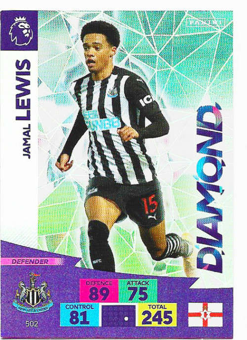 JAMAL LEWIS - ENGLISH PREMIER LEAGUE PLUS 2020/2021 - SILVER FOIL `DIAMOND` TRADING CARD 502
