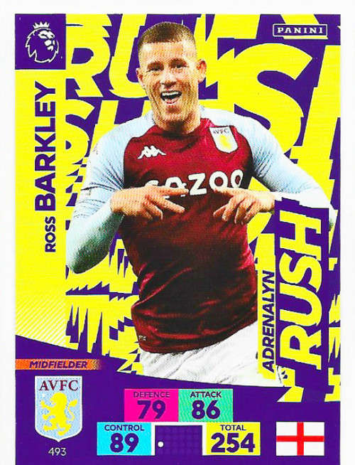 ROSS BARKLEY - ENGLISH PREMIER LEAGUE PLUS 2020/2021 -  `ADRENALYN RUSH` TRADING CARD 493