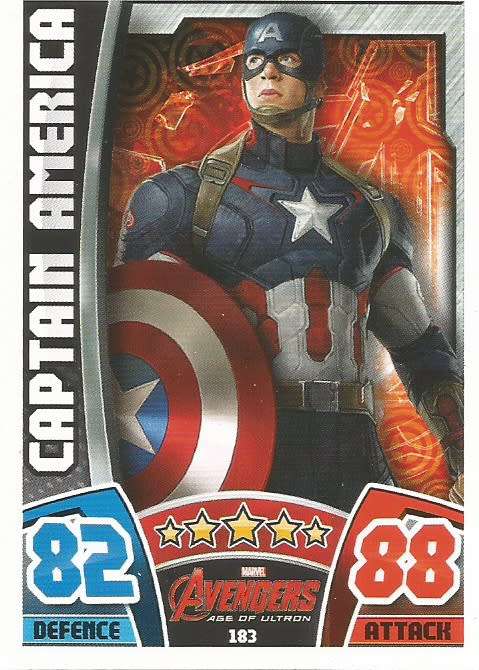 CAPTAIN AMERICA - TOPPS `HERO ATTAX AVENGERS` 2015 - `MOVIE CARD` TRADING CARD 183