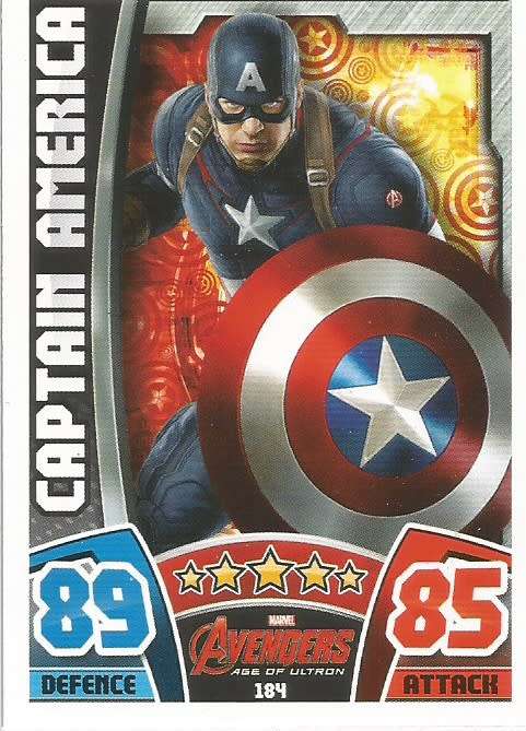 CAPTAIN AMERICA - TOPPS `HERO ATTAX AVENGERS` 2015 - `MOVIE CARD` TRADING CARD 184