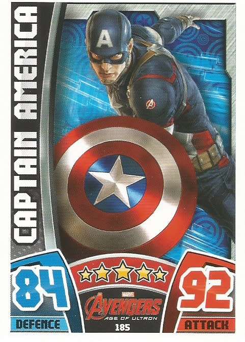 CAPTAIN AMERICA - TOPPS `HERO ATTAX AVENGERS` 2015 - `MOVIE CARD` TRADING CARD 185