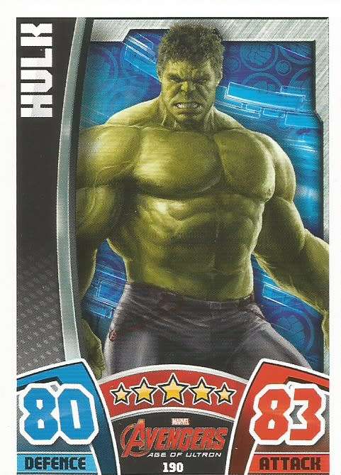 HULK - TOPPS `HERO ATTAX AVENGERS` 2015 - `MOVIE CARD` TRADING CARD 190