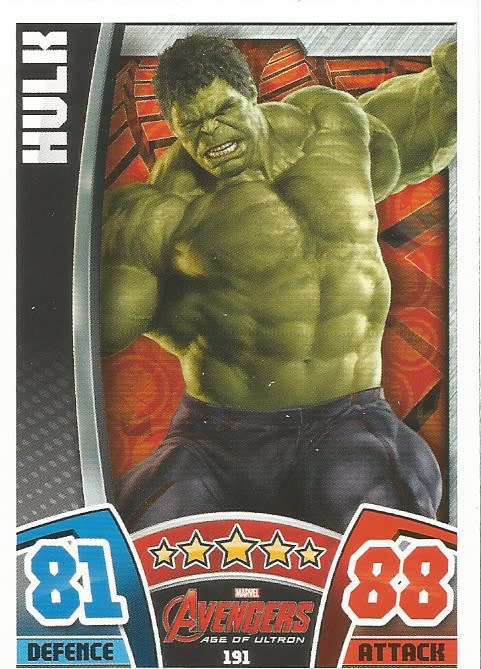HULK - TOPPS `HERO ATTAX AVENGERS` 2015 - `MOVIE CARD` TRADING CARD 191