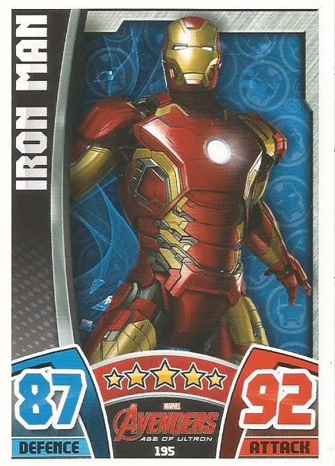 IRON MAN -  TOPPS `HERO ATTAX AVENGERS` 2015 - `MOVIE CARD` TRADING CARD 195