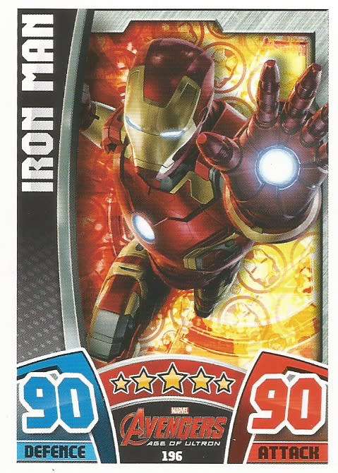 IRON MAN -  TOPPS `HERO ATTAX AVENGERS` 2015 - `MOVIE CARD` TRADING CARD 196